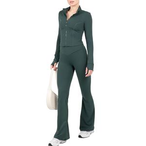 OEM Vêtements de Sport 3 Pièces Veste de Gym à Manches Longues Ensemble de Leggings Vêtements de Fitness et de Yoga Sans Couture Ensemble de Yoga pour Femmes Athlétique d'Entraînement - Product Image 4