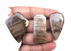 Qualité géniale, 3 pièces, plusieurs formes, jaspe en bois naturel lisse, Cabochons en vrac, fabrication de bijoux, perles - Product Image 5