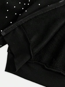 Sweat à capuche en polaire épaisse avec strass de qualité supérieure, détails en cristal scintillant, idéal pour le streetwear d'hiver, vente en gros - Product Image 3