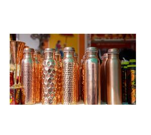 100% Pure Copper <b>Water</b> <b>Bottle</b> 34 Oz Extra Large - A Leak Proof Ayurvedic Vessel Yoga antique hammered pure copper <b>bottles</b> - Product Image 4