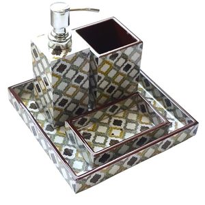 Ensemble de salle de bain 4 pièces en résine fait main avec distributeur de savon en mousse Tumbler Accessoires d'utilisation confortables - Product Image 1