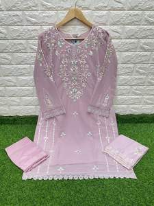 Traje Salwar de trabajo con Bordado de hilo de imitación Georgette de último diseñador de Fab Zone - Product Image 3