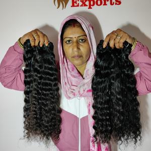 100% vente en gros machine double trame faisceaux bouclés naturels non transformés extensions de cheveux humains temple indien vierge - Product Image 5