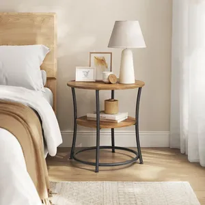 โต๊ะกาแฟงานประดิษฐ์โลหะหรูหราทันสมัยพร้อมไม้แข็งด้านบนขาโลหะที่มั่นคงดีไซน์กลมสำหรับใช้ในห้องนั่งเล่นสำนักงาน - Product Image 2