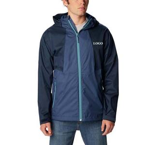 แจ็กเก็ตกันลมมีซิปสไตล์ไฮสตรีทของผู้ชายเสื้อโค้ทกันฝนแบบลำลองกันน้ำพร้อมฮู้ดกำหนดโลโก้เองโพลีเอสเตอร์กันลม - Product Image 1