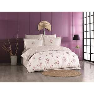 Ensemble de housse de couette double popeline Martha Beige Hobby - Product Image 1