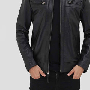 Chaqueta de cuero auténtico de vaca para hombre, diseño moderno, personalizada con bordado, cómoda y suave. - Product Image 2