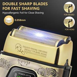 Afeitadora Eléctrica Inalámbrica para Hombre, Doble Cuchilla, Uso en Seco y Húmedo, IPX7, Recargable, Recortadora de Barba, Repuesto - Product Image 5