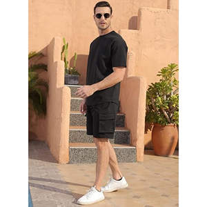 Men's Casual Comfortable Relaxed <b>Fit</b> <b>T</b>-<b>Shirt</b> Set with Cargo Shorts Great for Summer Sports Chill Days Daily Wear Breathable - Product Image 4