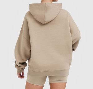 Ensemble de vêtements pour femmes en molleton deux pièces, couleur unie, logo personnalisé, mode d'hiver, 320g, 100% coton, ensemble de sweat-shirt et short - Product Image 3