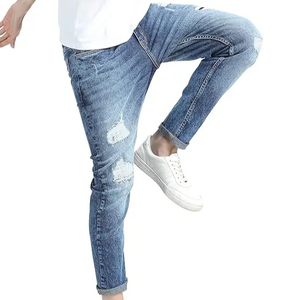 Nuevos pantalones desgastados de alta calidad para hombre, pantalones vaqueros azules con estampado personalizado para hombre, pantalones vaqueros de calle de talla grande, ajustados y personalizados - Product Image 3