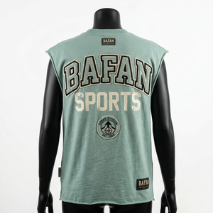 Maillot de basket pour femme, haute qualité, tissu en coton tricoté 190 GSM, vert menthe, sans manches, logo imprimé, personnalisable, coton. - Product Image 3