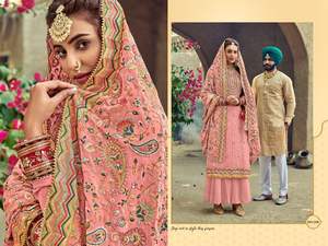 Dernier créateur indien personnalisable Party Wear Top Sharara Dupatta Broderie Travail Salwar Vêtements en gros Occasions spéciales - Product Image 2