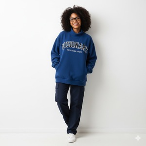Sudadera de Cuello Alto Informal de Invierno para Mujer, Marca Personalizada, de Felpa, Talla Grande, Mezcla de Poliéster/Algodón, Transpirable, Ecológica, Frente - Product Image 6