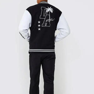 Men's Vintage Single Stand Varsity Jacket Breathable Leather Waterproof Wool Winter Canvas <b>Fabric</b> Pattern Hooded ODM Finished - Product Image 2