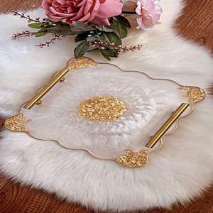 Plateau en résine artistique motif artisanal de qualité supérieure parfait élégant décoration de la maison cadeaux divertissant réunions de famille 100 pièces - Product Image 3