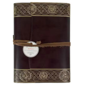 Diario de cuero italiano reciclado dorado rústico Olympia hecho a mano recargable con costura en espiral y sillín personalizable - Product Image 2