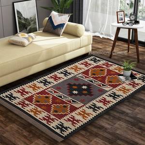 Indian Handmade Wool Kelim Rugs Custom Print Floor Living Room Oriental Brown Carpet Hand Knotted Vintage Rugs - Product Image 4