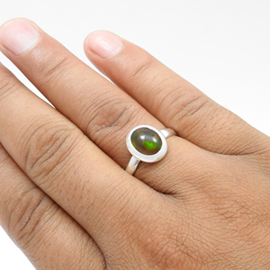 Bleu Noir Opale Gemstone Anneaux Pur 925 Bijoux En Argent Sterling Éternité Vermeil Anneaux Beaux Bijoux En Argent Fin À La Mode - Product Image 2