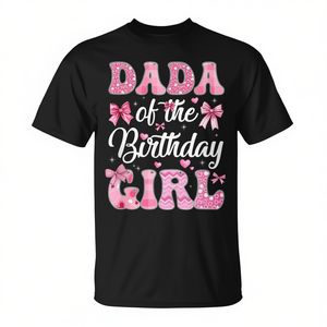 Camiseta Rosa Coquette con Lazo para Niña de Cumpleaños, Diseño Promocional Elegante de Dada - Product Image 2