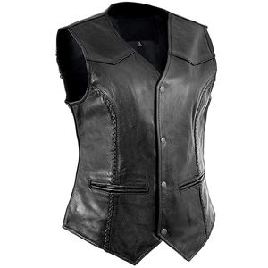 Nouvel arrivage Mode hivernale Gilet en cuir pour hommes en couleur Soli Style de rue teint en plaine avec service OEM Gilet en cuir - Product Image 3
