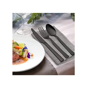 Ensemble cuillère et fourchette en acier miroir noir mat 24 pièces avec des quantités en vrac de haute qualité fabrication prix le plus bas - Product Image 6