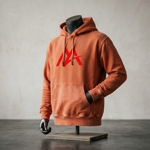 Sweat à capuche polaire pour homme, couleur terre cuite, avec logo, style streetwear, poche kangourou, vente en gros, vêtements OEM ODM, grammage lourd - Product Image 4