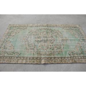 พรมขนาด 4.3x7.5 ฟุต, พรมตุรกีโบราณ, พรมลายดอกไม้สีเขียว - Product Image 2