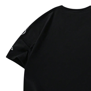 เสื้อยืดคอกลมแขนสั้นทรงโอเวอร์ไซส์ ผ้าโพลีเอสเตอร์/คอตตอน พิมพ์ลายสีดำ ระบายอากาศได้ดี สไตล์สตรีทแวร์ลำลอง แฟชั่นไซส์ใหญ่ - Product Image 4