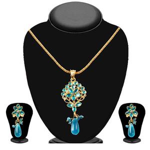 Soha Fashion Juego de colgantes de piedra austriaca Kundan azul chapado en oro de 24 quilates Estilo religioso Encantos de aleación de zinc - Product Image 1