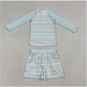 Ensemble de maillot de bain rayé bleu ciel pour garçons S0649 - Product Image 1