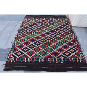 Alfombra de sala de estar de área grande con patrón étnico, alfombra turca de lana blanca roja de 5,3x6,9 pies, respaldo de látex, nuevo modelo, Alfombra de habitación para pasillo - Product Image 1