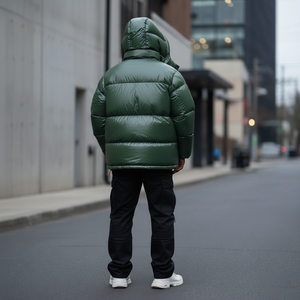 Veste d'hiver chaude et épaisse tendance en polyester/coton, coupe-vent, imperméable, fermeture éclair intégrale, capuche, poches latérales, devant - Product Image 6