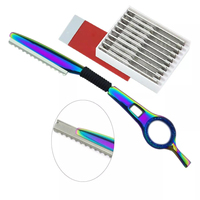 Kaamir Instruments - Maquinilla de Afeitar Profesional con Cabezal Giratorio, Mango Ligero de Plástico, Cuchilla Única para Adelgazar y Estilizar el Cabello