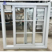 Ventana de Balcón para Casa Norteamericana, Ventanas Corredizas de PVC con Diseño de Rejilla Estilo Francés, Ventana de Doble Vidrio Aislante Acústico de UPVC