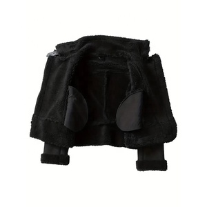 New Arrival Custom Black Shearling Motorcycle <b>Jacket</b> With Fur Trim Zipper Closure Short Winter Biker Style Women <b>Leather</b> <b>Jacket</b> - Product Image 3