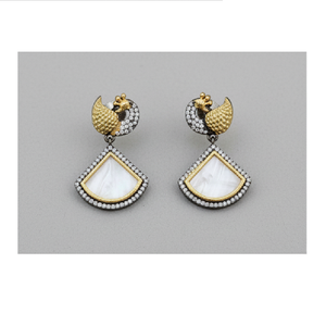 ต่างหูออกแบบนกยูงวินเทจเคลือบหินสีและ rhinestones สำหรับดูหรูหราโบราณที่มีอยู่ในราคาที่ยอมรับได้ - Product Image 1