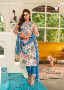 Hot Selling High-On-Demand Pure Viscose Satin Silk Kurti Pant with Viscose Nazmin Dupatta for Adults Low Price <b>Supply</b> from India - Product Image 4