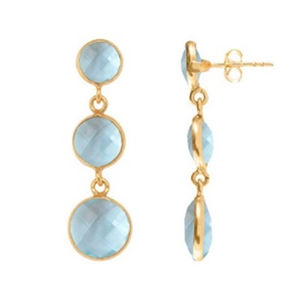 Boucles d'oreilles en argent Sterling 925 de forme ronde, topaze bleue Hydro - Product Image 1