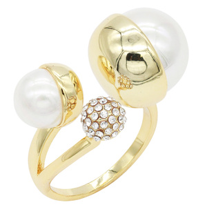 Anelli moda a grappolo placcato oro rosa intarsio CZ regolabile con rodio e placcatura 18K taglia unica - Product Image 1