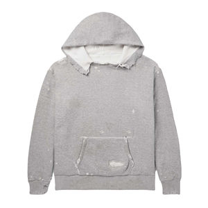 Sweat à capuche personnalisé coupe légèrement ample à capuche personnalisé à la mode gris éponge français pull à capuche hommes 100% coton - Product Image 1