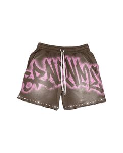 Concevez votre marque 100% coton Streetwear Sun Fade Sweat Shorts français éponge Logo personnalisé lavage à l'acide en détresse Shorts strass - Product Image 2