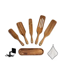 Spurtle Set - 6 Stück Holz spurren Set Spatel Set-Holz löffel zum Kochen-Spurtles Küchengeräte wie im Fernsehen gesehen