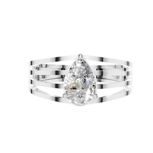 Bague de fiançailles en or blanc 14 carats, taille poire 1 carat, sertie à griffes, pour demande en mariage, personnalisable avec moissanite - Product Image 3