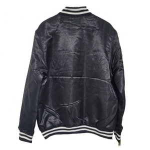 Best Quality Fashion Bulk Bomber Silk Satin <b>Stand</b> Collar Embroidery Front Logo Super Unisex Custom Baseball Varsity Jacket - Product Image 2