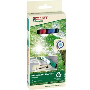 Marcadores Permanentes EDDING 21 EcoLine, Colores Surtidos, 1.5-3mm, 4 Piezas/Paquete - Product Image 1