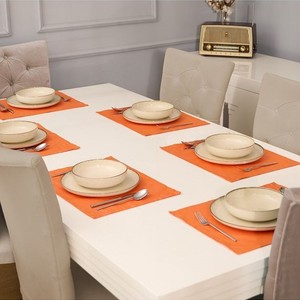 Juego de manteles individuales naranjas de algodón 100% de 2 piezas, mantel decorativo de mesa de 35x45cm, accesorios de mesa de comedor elegantes lavables duraderos - Product Image 3