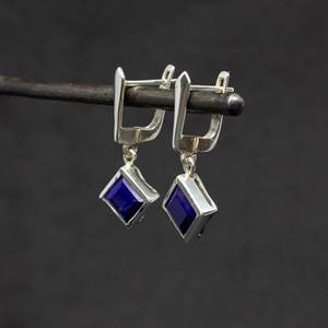 Wholesale Awesome Natural Lapis Lazuli Square Gemstone 925 Solid Sterling Silver Handmade Earring Women Jewellery <b>Gift</b> <b>for</b> <b>Her</b> - Product Image 2