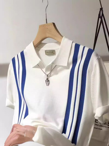 เสื้อโปโลแบบถักมีกระดุมสำหรับผู้ชายเสื้อสีฟ้าแบบพรีเมี่ยมสั่งทำ - Product Image 2