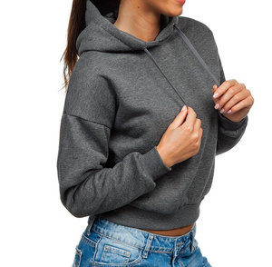Sudaderas con capucha cálidas ajustadas de color sólido para mujer con decoración de logotipo personalizado sudaderas con capucha cómodas para hombre de calle al por mayor - Product Image 2